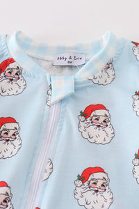 Santa print Zipper girl romper