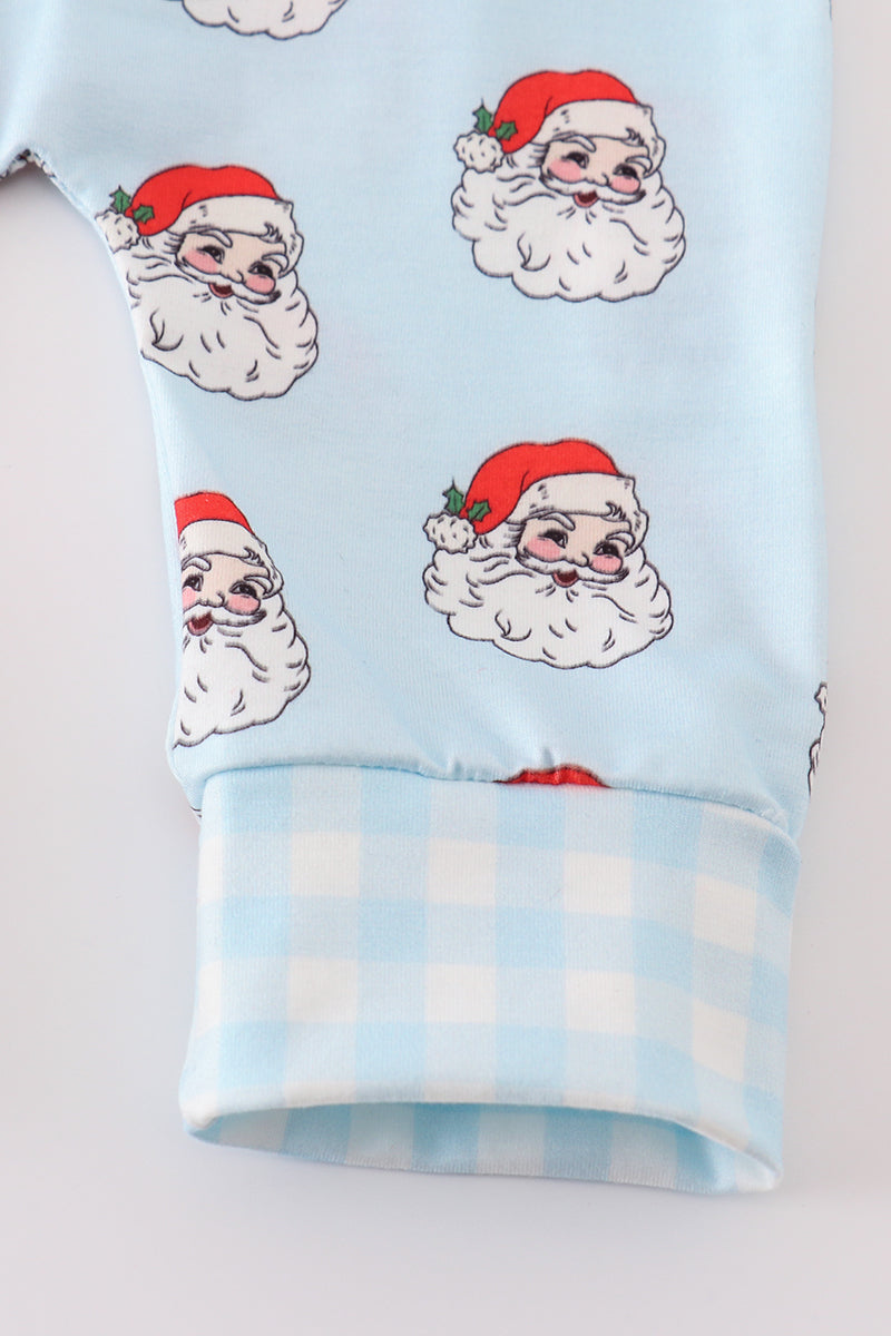 Santa print Zipper girl romper