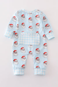 Santa print Zipper girl romper