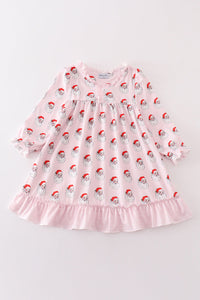 Santa print girl dress