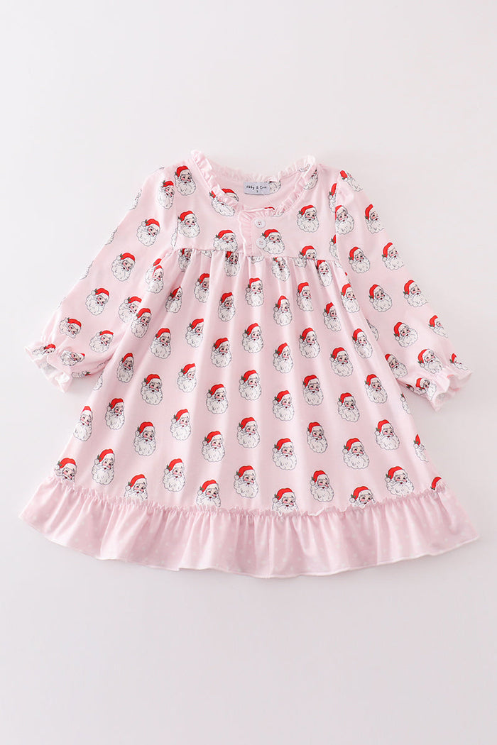 Santa print girl dress