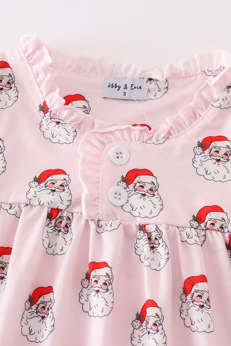 Santa print girl dress