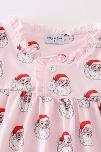 Santa print girl dress