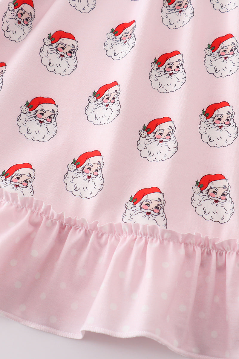 Santa print girl dress