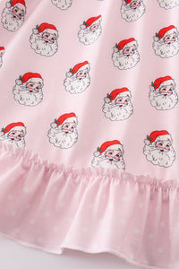 Santa print girl dress