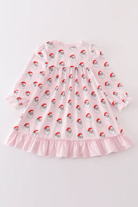 Santa print girl dress