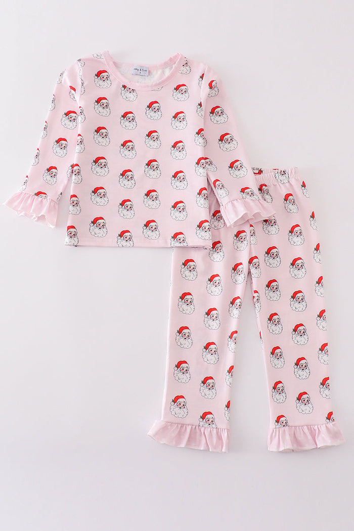 Santa print girl pajamas