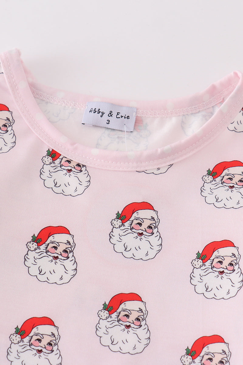 Santa print girl pajamas