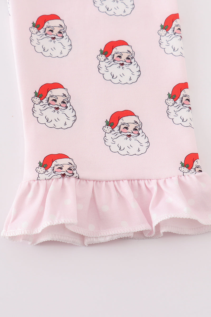 Santa print girl pajamas