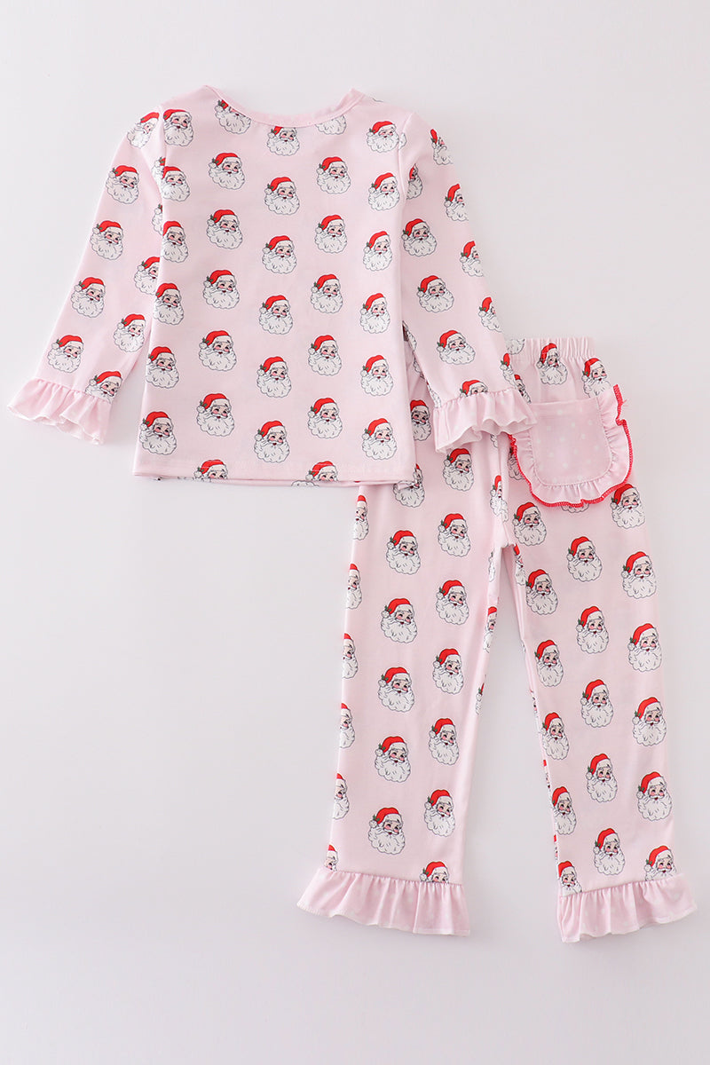 Santa print girl pajamas