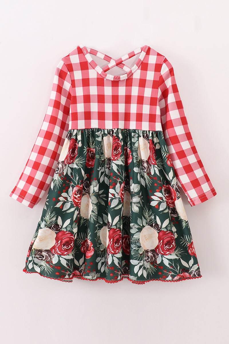 Red Floral Gingham Mom&Me Dress - Essential Southern Charm