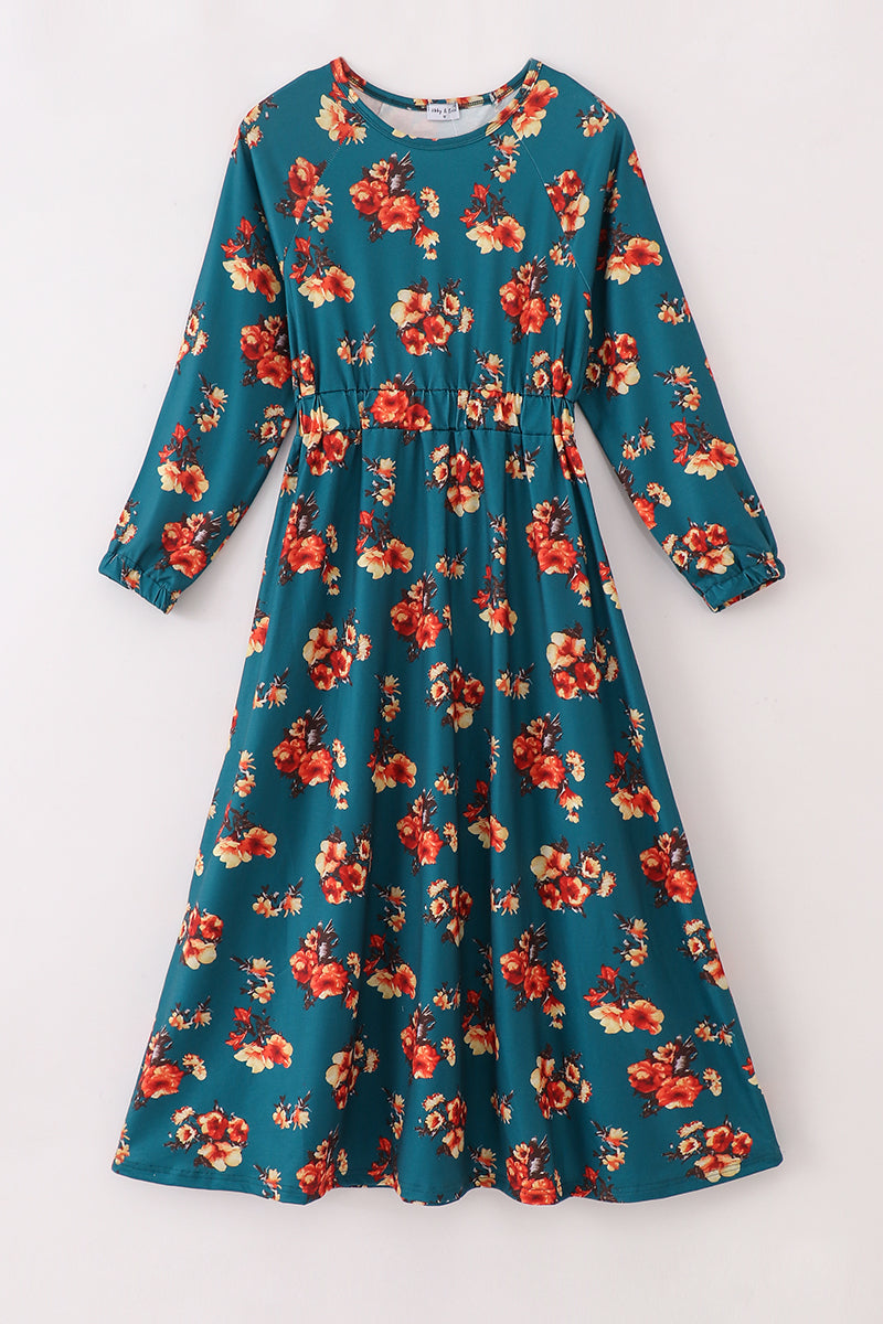 Green Floral Print Mom&Me Dress - Essential Southern Charm