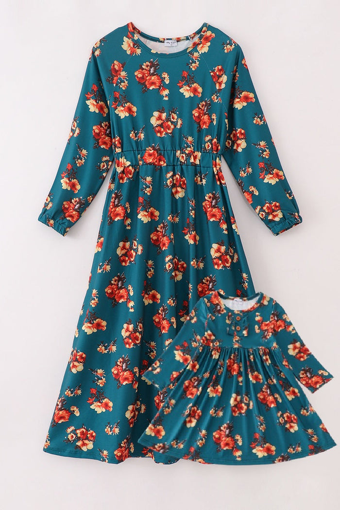 Green Floral Print Mom&Me Dress - Essential Southern Charm