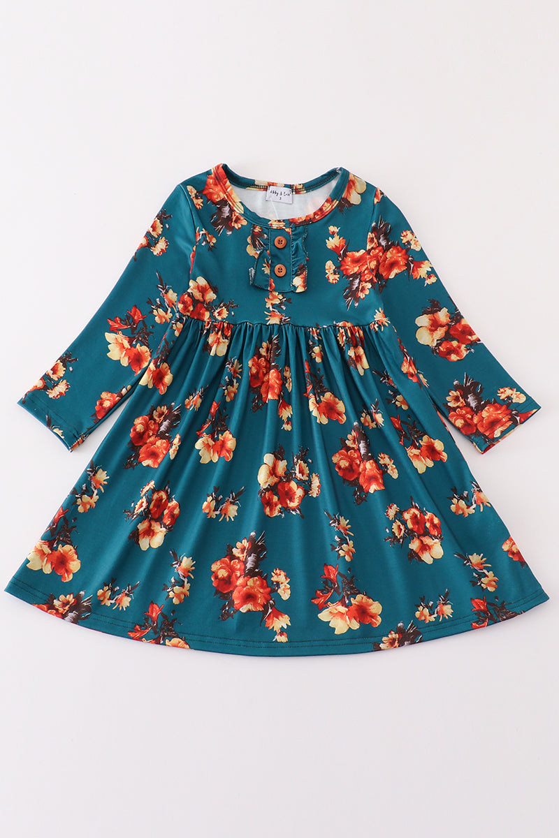 Green Floral Print Mom&Me Dress - Essential Southern Charm