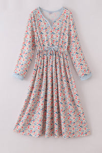 Pink&Blue Floral Print Women Dress - Essential Southern Charm