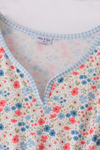 Pink&Blue Floral Print Women Dress - Essential Southern Charm