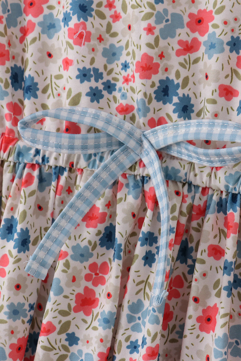 Pink&Blue Floral Print Women Dress - Essential Southern Charm