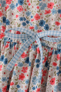 Pink&Blue Floral Print Women Dress - Essential Southern Charm