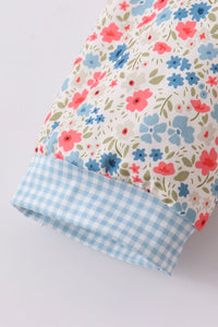 Pink&Blue Floral Print Women Dress - Essential Southern Charm