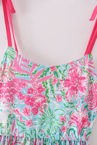 Pink Palm Paradise Print Tiered Mom Dress - Essential Southern Charm