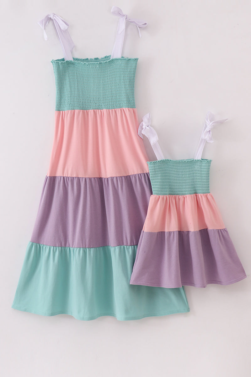 Multicolored Tiered Smocked Mom&Me Dress - Essential Southern Charm