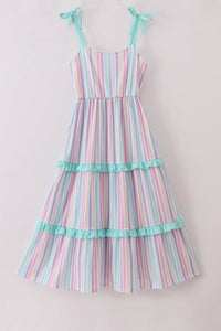 Multicolored Stripe Tiered Mom Dress - Essential Southern Charm