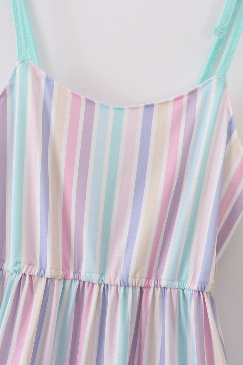 Multicolored Stripe Tiered Mom Dress - Essential Southern Charm