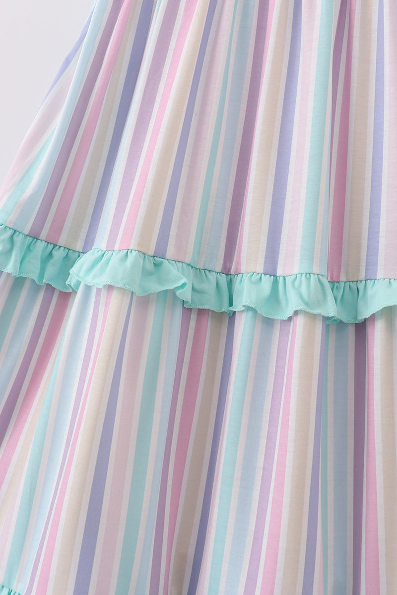 Multicolored Stripe Tiered Mom Dress - Essential Southern Charm