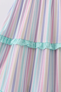 Multicolored Stripe Tiered Mom Dress - Essential Southern Charm