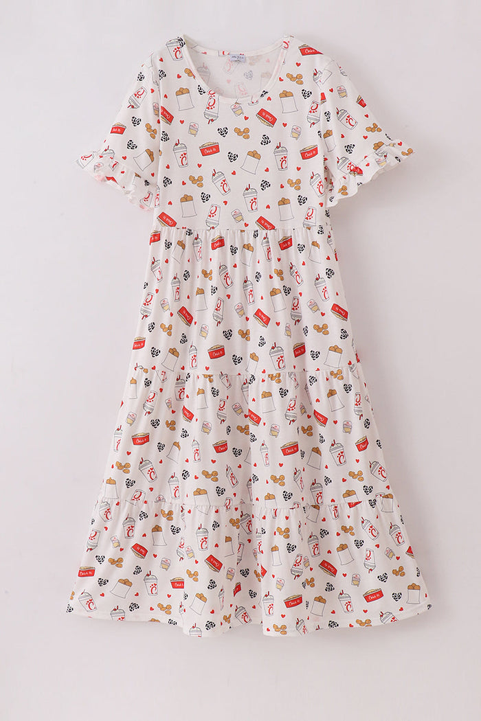 Red The Lord'S Chicken Print Mom Dress - Essential Southern Charm