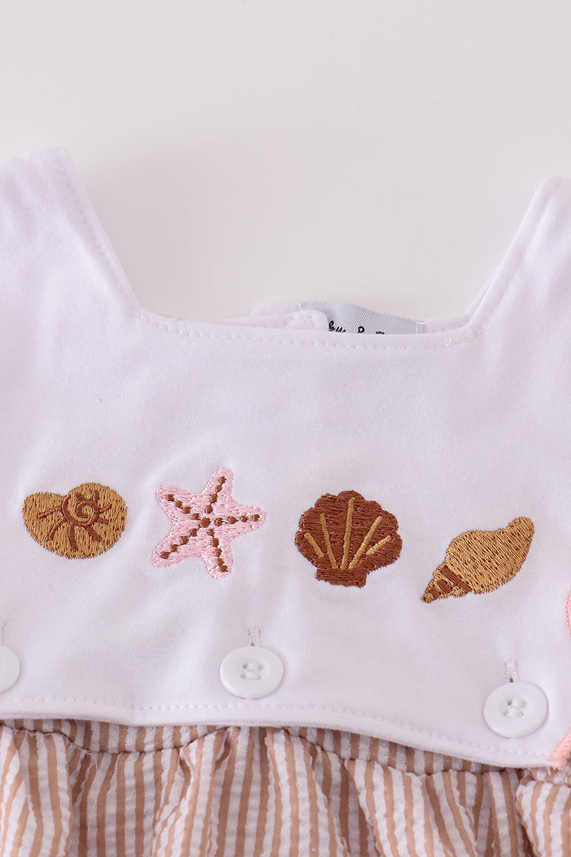 Shell Starfish Embroidered Seersucker Bubble
