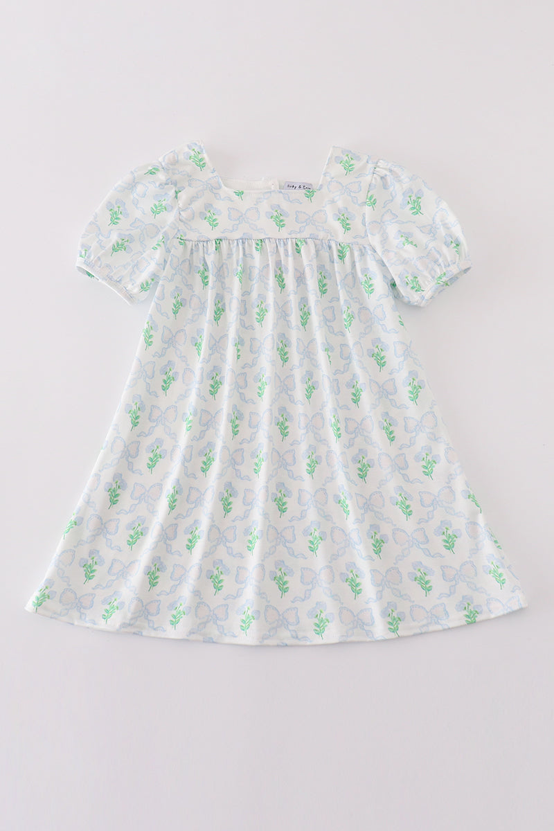 Green Leaves Bow Print Mom&Me Dress - Essential Southern Charm