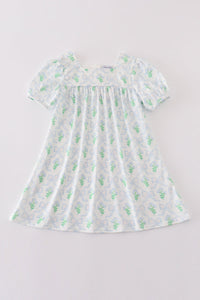 Green Leaves Bow Print Mom&Me Dress - Essential Southern Charm