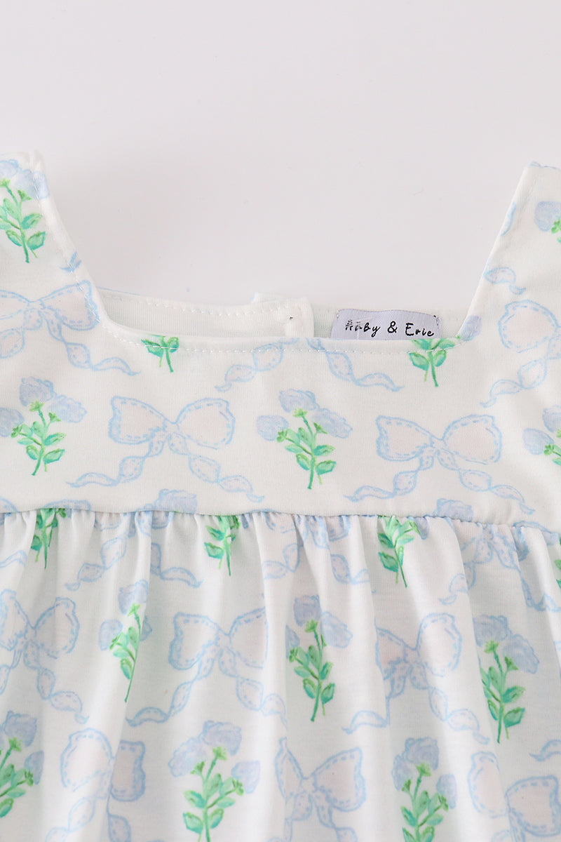 Green Leaves Bow Print Mom&Me Dress - Essential Southern Charm