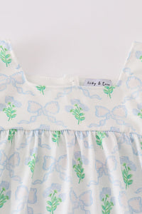 Green Leaves Bow Print Mom&Me Dress - Essential Southern Charm