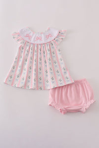 Bow Embroidered Bow Bloomer Set