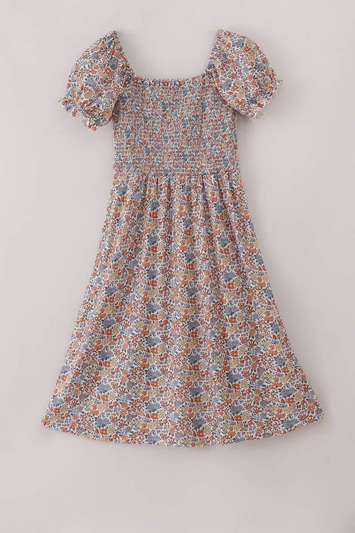 Fall Floral Print Smocked Mom Dress - Essential Southern Charm
