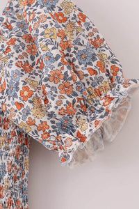 Fall Floral Print Smocked Mom Dress - Essential Southern Charm