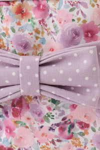 Purple floral print canvas bow lunch bag - Essential Southern Charm
