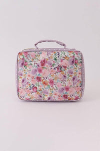 Purple floral print canvas bow lunch bag - Essential Southern Charm