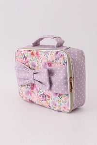 Purple floral print canvas bow lunch bag - Essential Southern Charm
