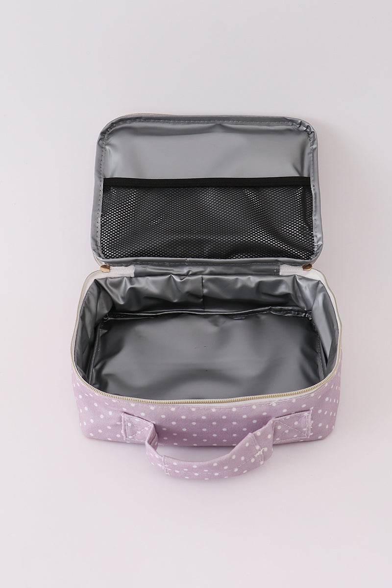 Purple floral print canvas bow lunch bag - Essential Southern Charm
