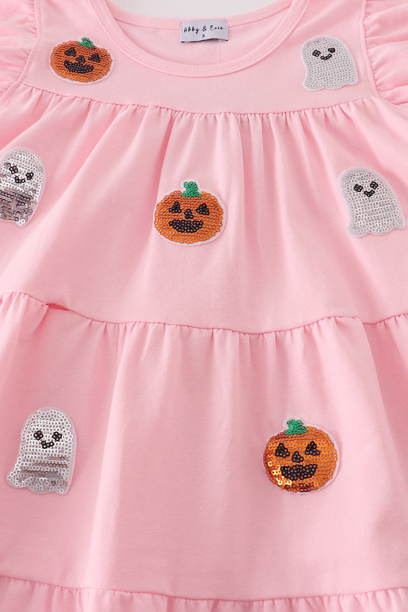 Ghost pumpkin sequin ruffle dress