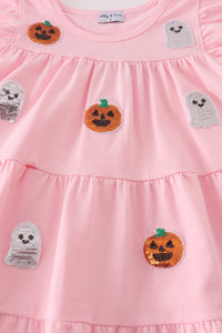 Ghost pumpkin sequin ruffle dress