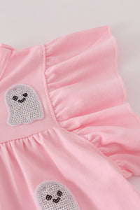 Ghost pumpkin sequin ruffle dress