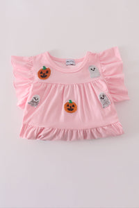 Ghost pumpkin sequin ruffle dress