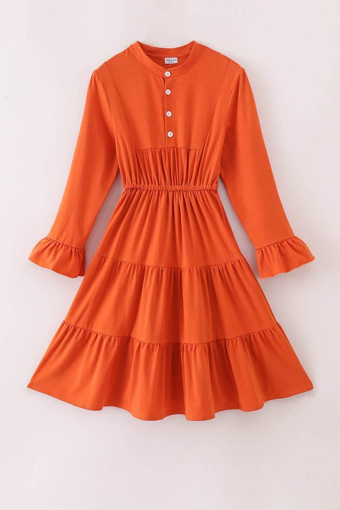 Rust Tiered Mom Ruffle Dress - Essential Southern Charm