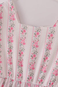 Pink Floral Print Tiered Mom Dress - Essential Southern Charm
