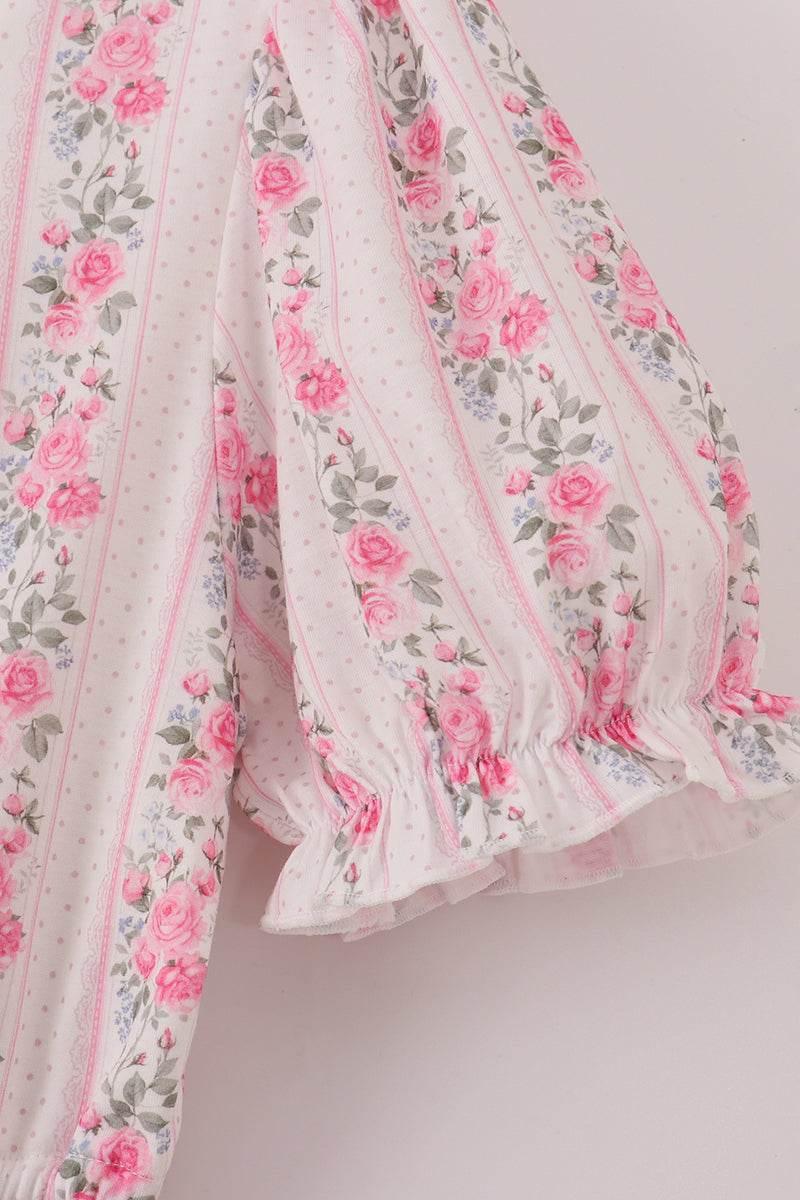 Pink Floral Print Tiered Mom Dress - Essential Southern Charm