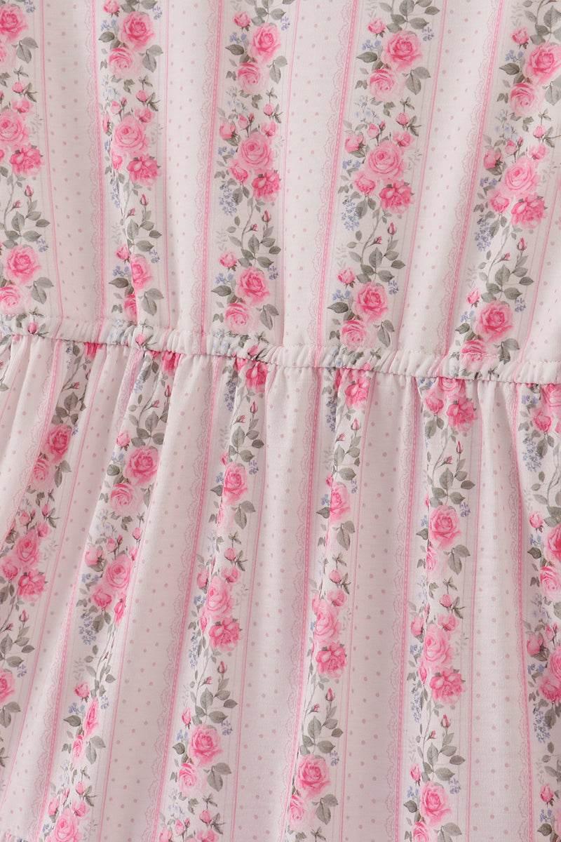 Pink Floral Print Tiered Mom Dress - Essential Southern Charm